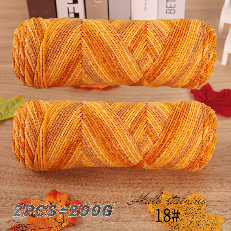 2 PCs Colorful 5-Strand Dyed Milk Cotton Baby Yarn DIY Scarf