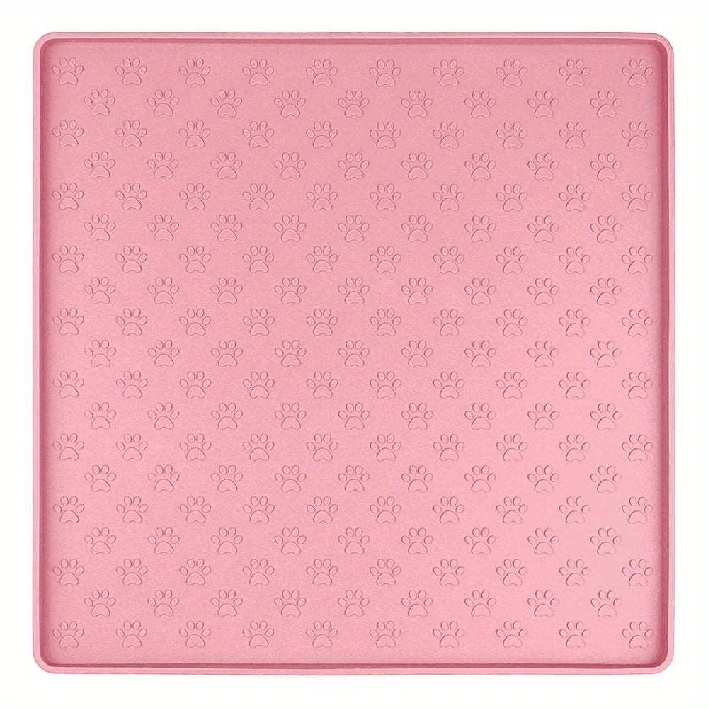 Pet Placemat Non Slip, Paw Print Design Keeps Floors Spotless Pets Content, Easy Clean Silicone mat
