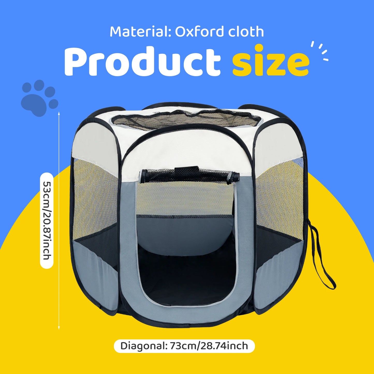 Foldable Cat Tent Portable Pet House Outdoor Travel Pet Cage Cat/Dog Fence With Mesh Top and Window Kennels