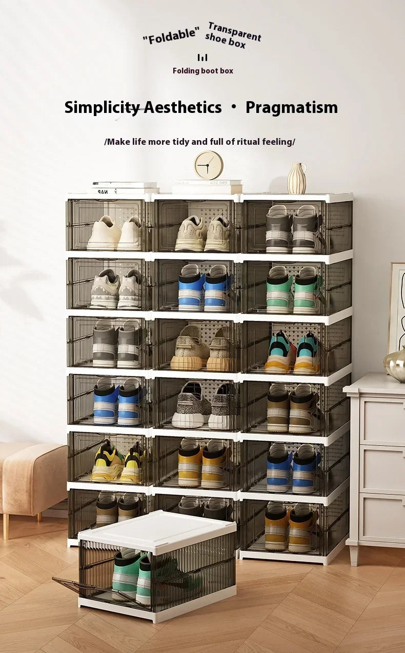 Dustproof 6 Layers Foldable Shoe Box Stackable Organizer