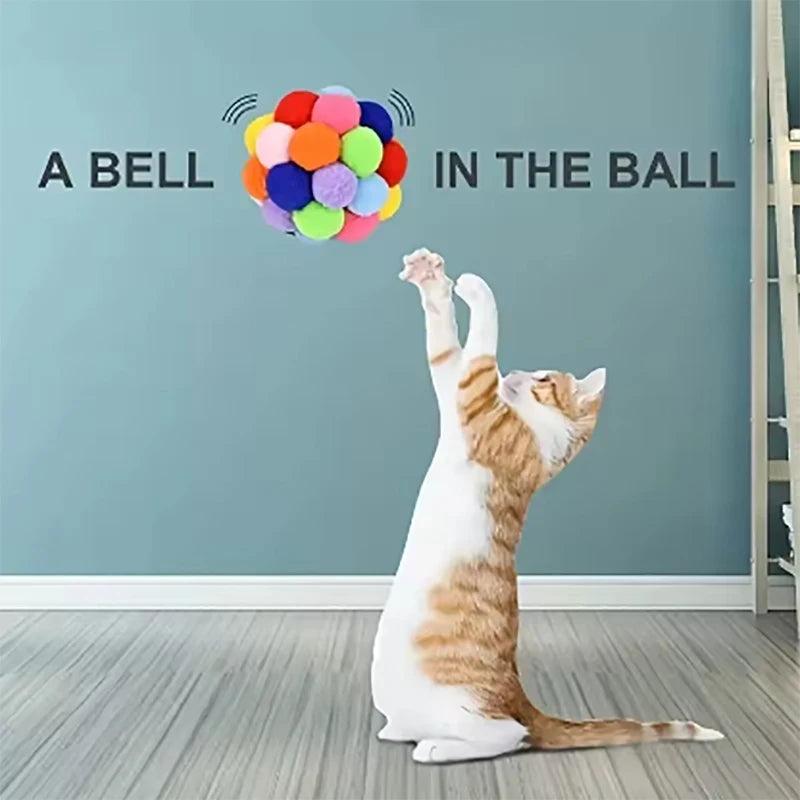 1/3 PCS Cat Toys Colorful Plush Ball Toys Comes with Bells Pet Interactive Toys Suitable for Kittens to Play with