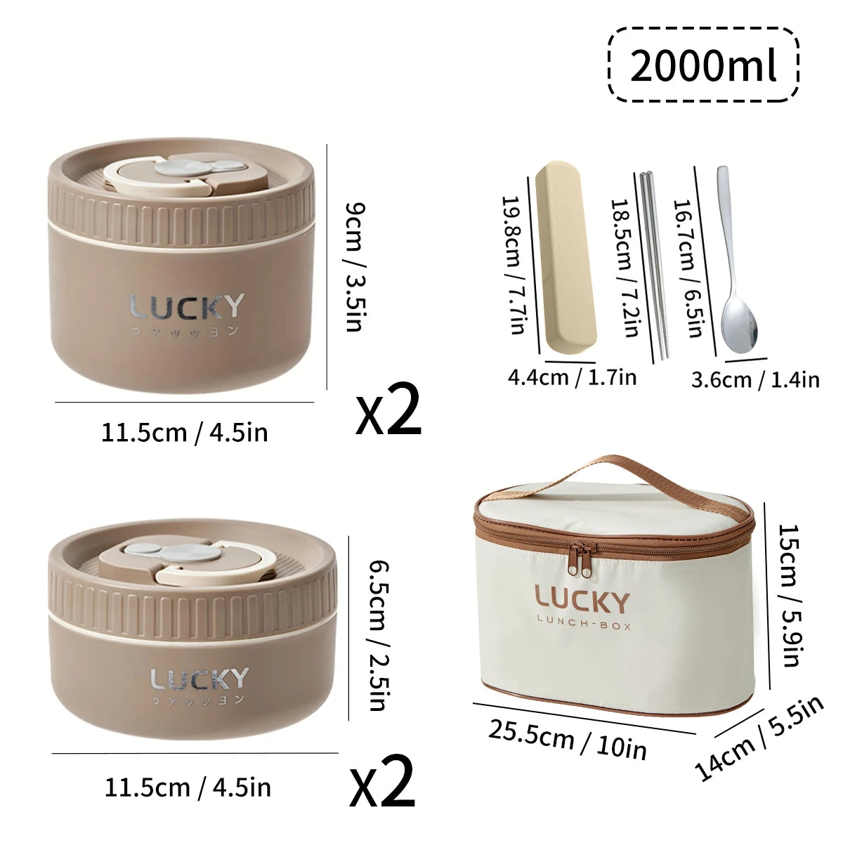 WORTHBUY Portable 304 Stainless Steel Insulated Bento Lunch Box With Thermal Bag Cutlery Leak Proof Container Set