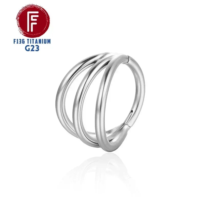 F136 Titanium 3 Layers Nose Rings and Ear Cuff Jewelry