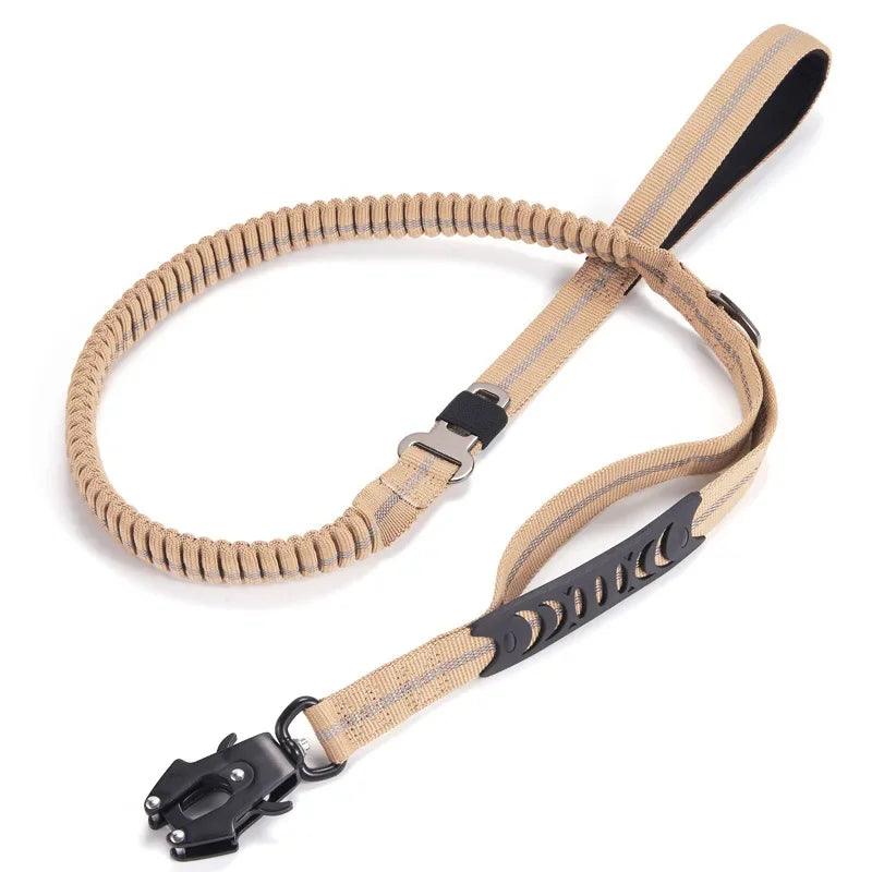 Reflective Heavy Duty Tactical Bungee Dog Leash with Shock Absorbing Technology and Seatbelt for Large Dogs