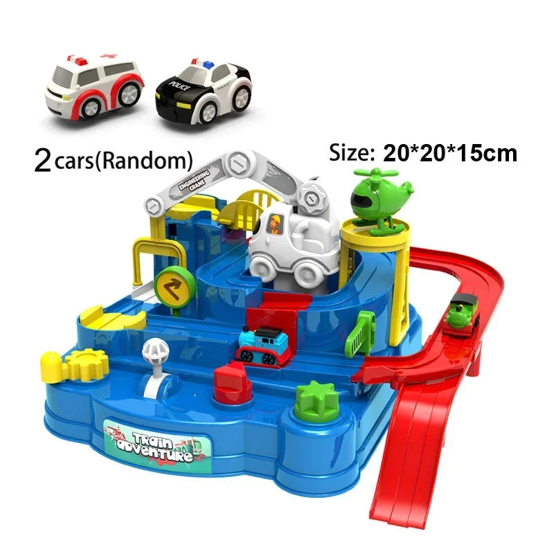 Racing Rail Car Model Educational Toy Set with Interactive Train Tracks for Children Adventure Game