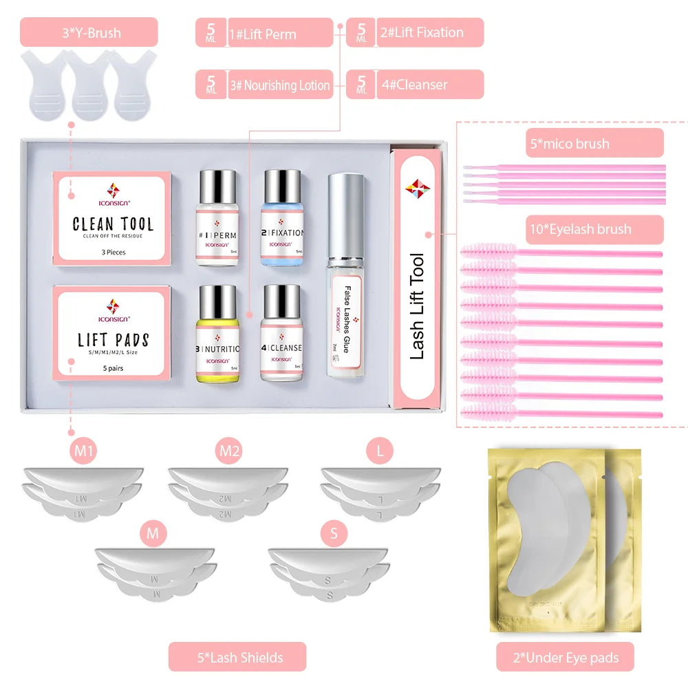 Iconsign Lash Lift Kit Upgrade Version Long Lasting Eyelash Perm Enhancer Lasts 6 to 8 Weeks Calia Makeup Tools