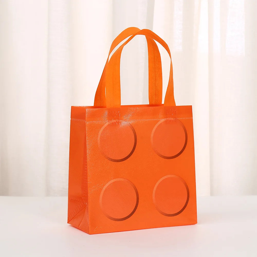 Colorful Building Block-Themed Non-Woven Gift Bags for Kids Birthday Parties and Children's Day Supplies - 12 or 30 Pieces