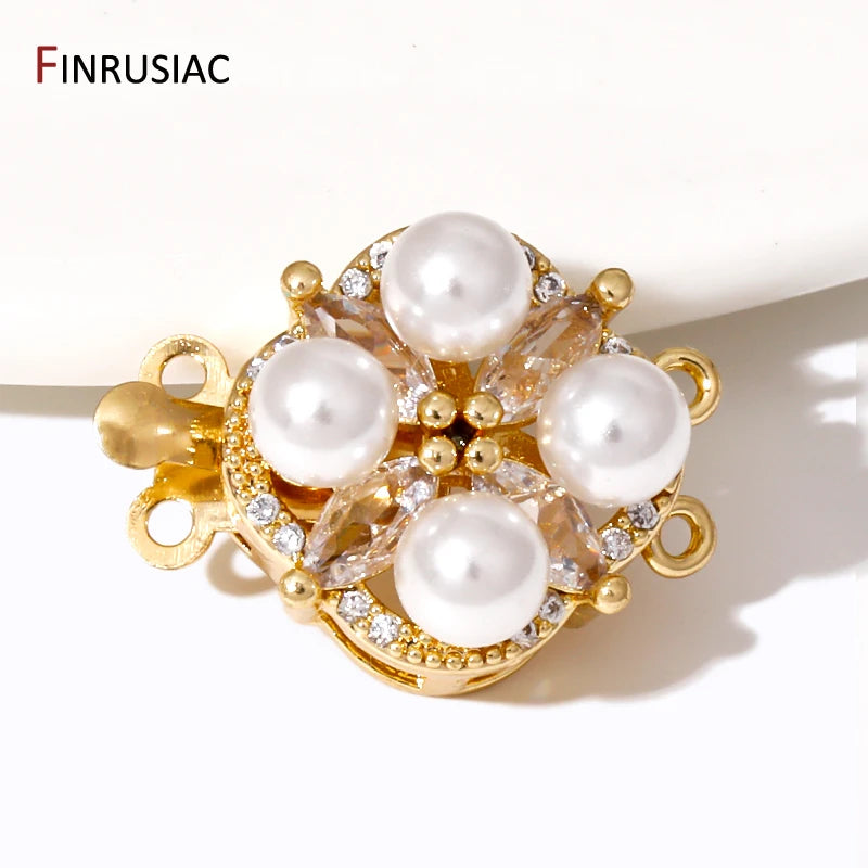 Multi Styles 18K Gold Plated Brass Flower Safety Clasps for DIY Jewelry