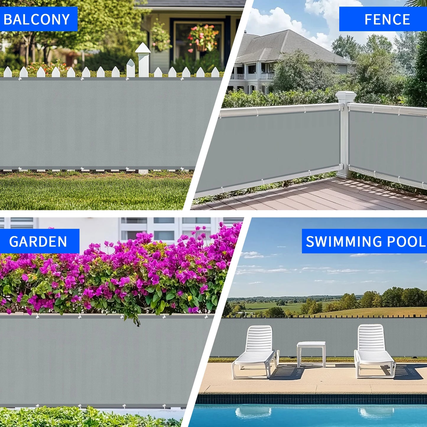 Balcony Privacy Screen Cover Waterproof Shade Cloth with 95 Percent UV Protection for Patio Deck Garden and Pool Decor