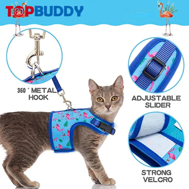 Cat Chest and Vest Style Reflective Cat Chest and Vest Strap Anti Release Walking Rope Breathable Pet Chest and Vest Strap
