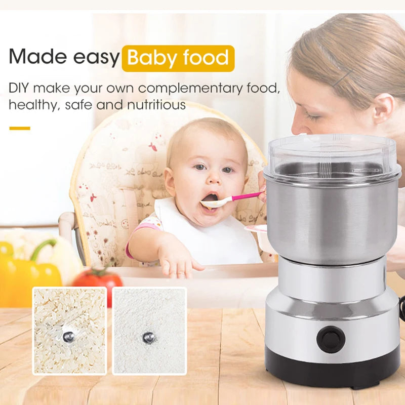 Mini Electric Grinder Household 300ml Ultrafine Food Pulverizer Coffee Spice Grain Mill 2/4 Blades