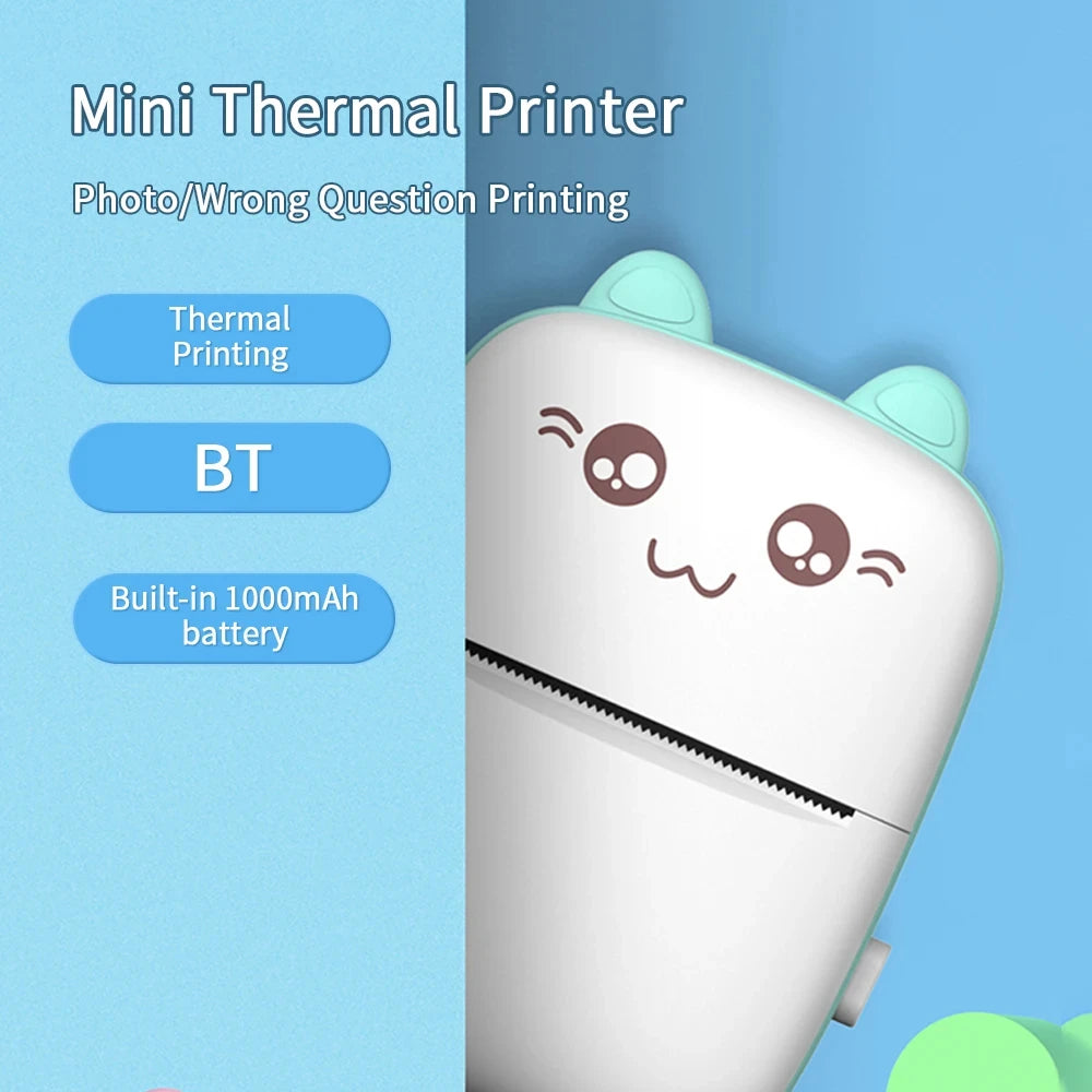Mini Thermal Printer Wireless BT 200dpi Portable Bluetooth Printer