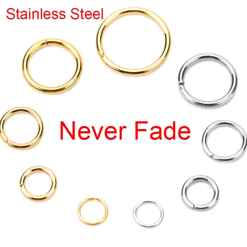 100pcs PVD Stainless Steel Open Jump Rings 3-10mm Set for DIY Jewelry