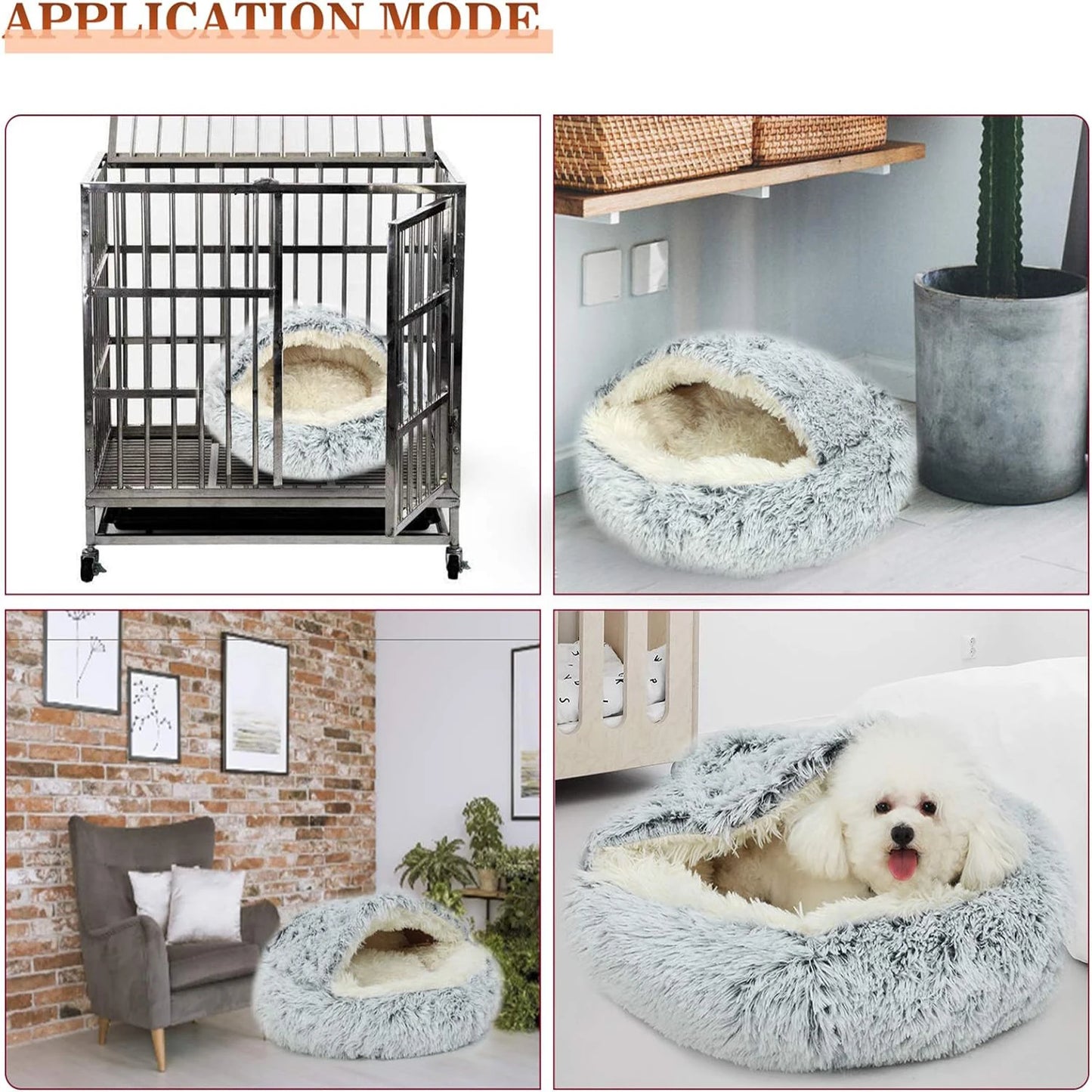 2 in 1 Soft Plush Pet Bed with Cover for Small Dogs and Cats
