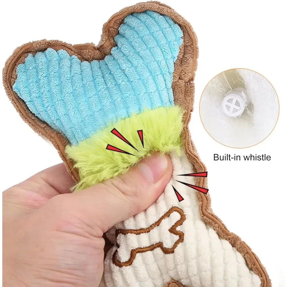1pc Dog Squeaky Toys, Bones Plush Dogs Chew Toy for Small Medium Breed Puppy Aggressive Chewer Pets Puppy Playing Cleaning Teeth
