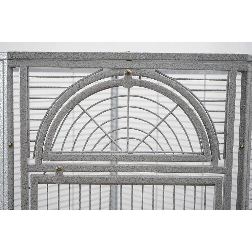 Corner Bird Cage for Cockatiel Parakeet Black and White (White Vein)