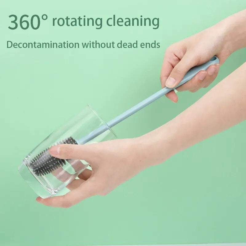 Silicone Milk Bottle Brush Long Handle Kitchen Cleaner Tool