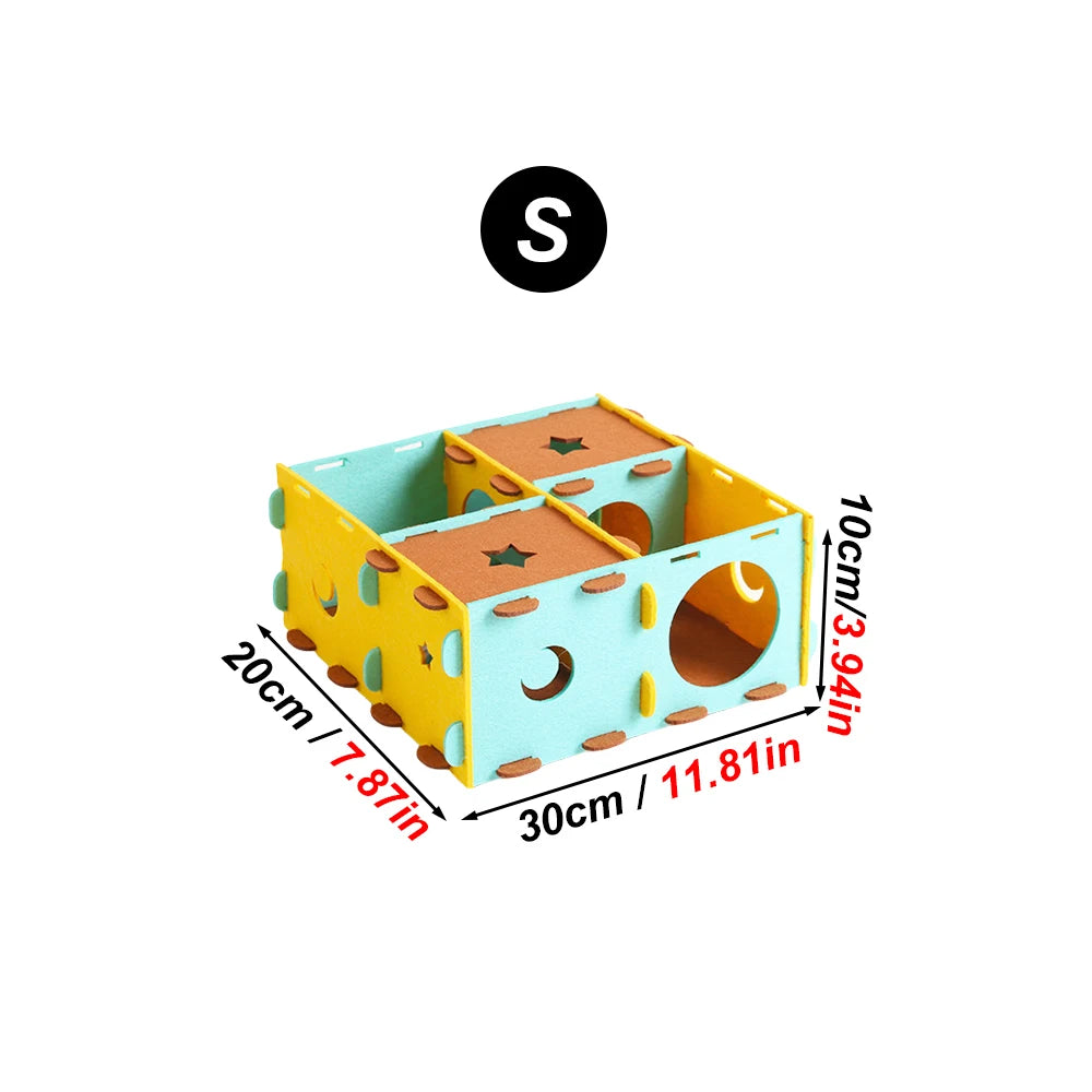 1PC Removable Felt Maze Hide Nest Toy Hamster Tunnel House for Small Animal Sugar Glider Hamster Golden Bear Indoor Pet Supplies