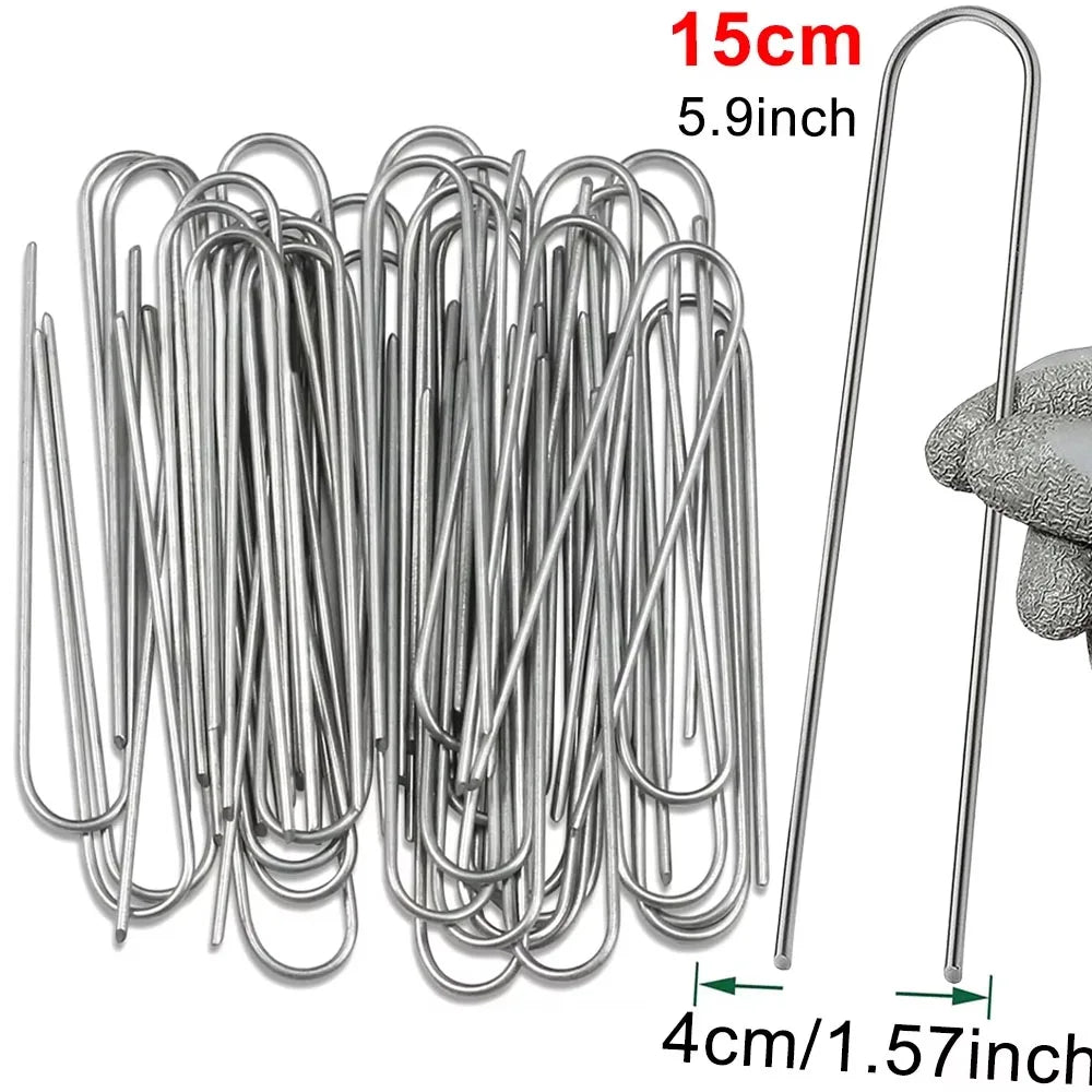 U Type Heavy Duty Garden Staples for Securing Landscape Fencing and Lawn Barriers Galvanized Sod Pins and Ground Stakes