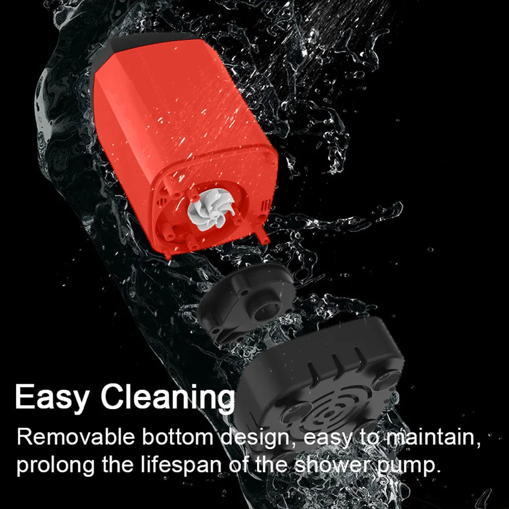 Outdoor Camping Shower IPX7 Waterproof Orange with Digital Display Portable Electric Shower Pump