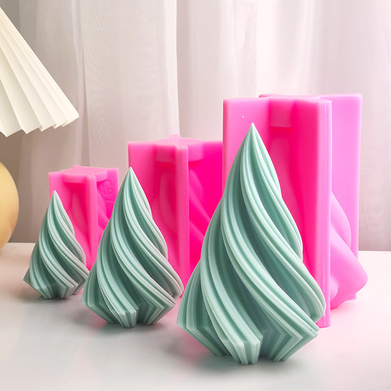 Large Silicone Christmas Tree Candle Mold 3D Wavy Striped Design for Crafting Soaps and Resins Home Decor Essentials