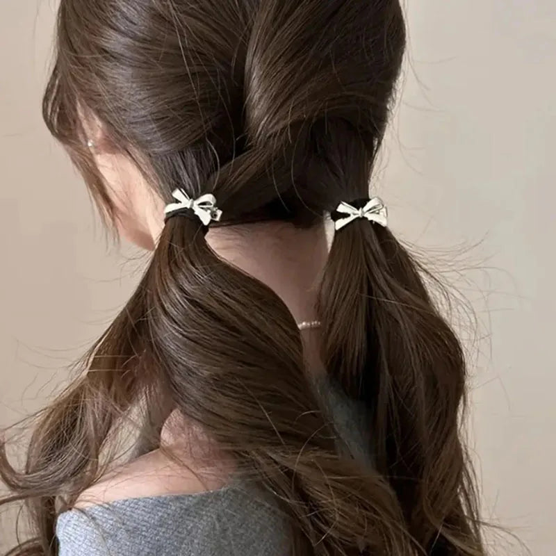 6PCS Fashion Small Shiny Bow Tie Hair Claw Clip Set