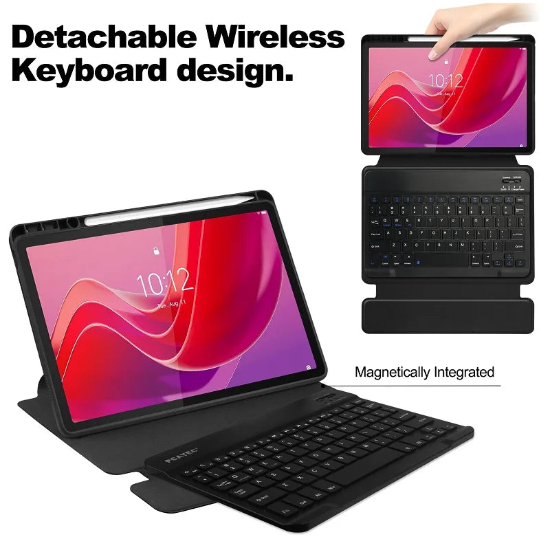 Smart Cover Case with Wireless Keyboard and Pencil Holder for Lenovo Tab M11 TB-330FU TB-331FC 11 Inch 2024 Model