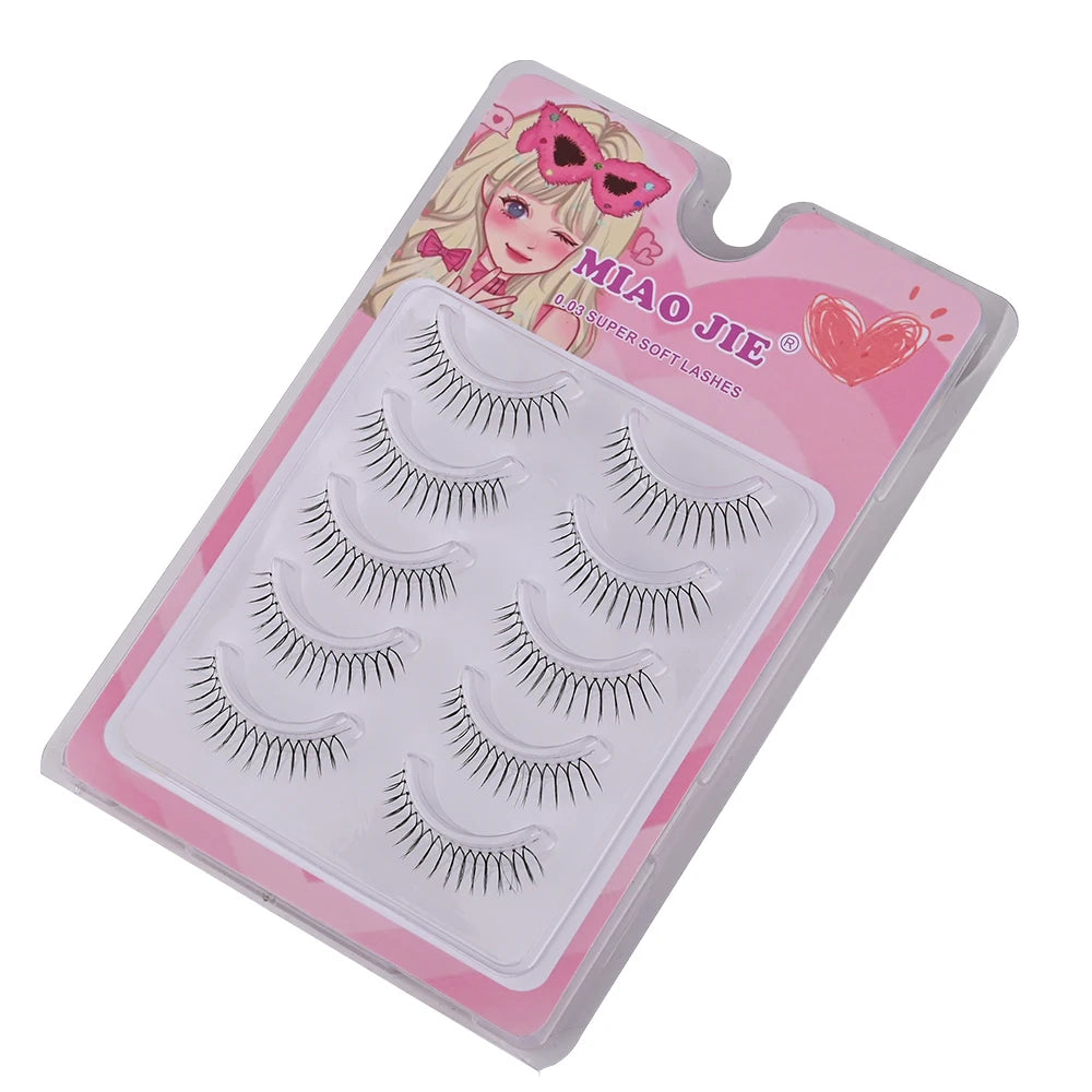 MJ 5 Pairs Natural Transparent Stem Fairy False Eyelashes