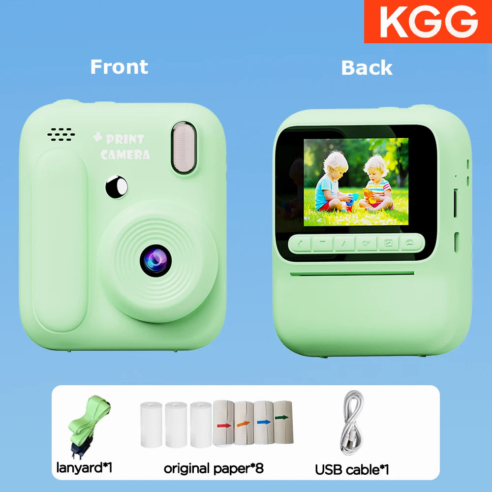 Color Printing Camera Kids Instant Camera 32GB 1080P Thermal Print Digital Camera Print Photo Video Games Music Children Gift