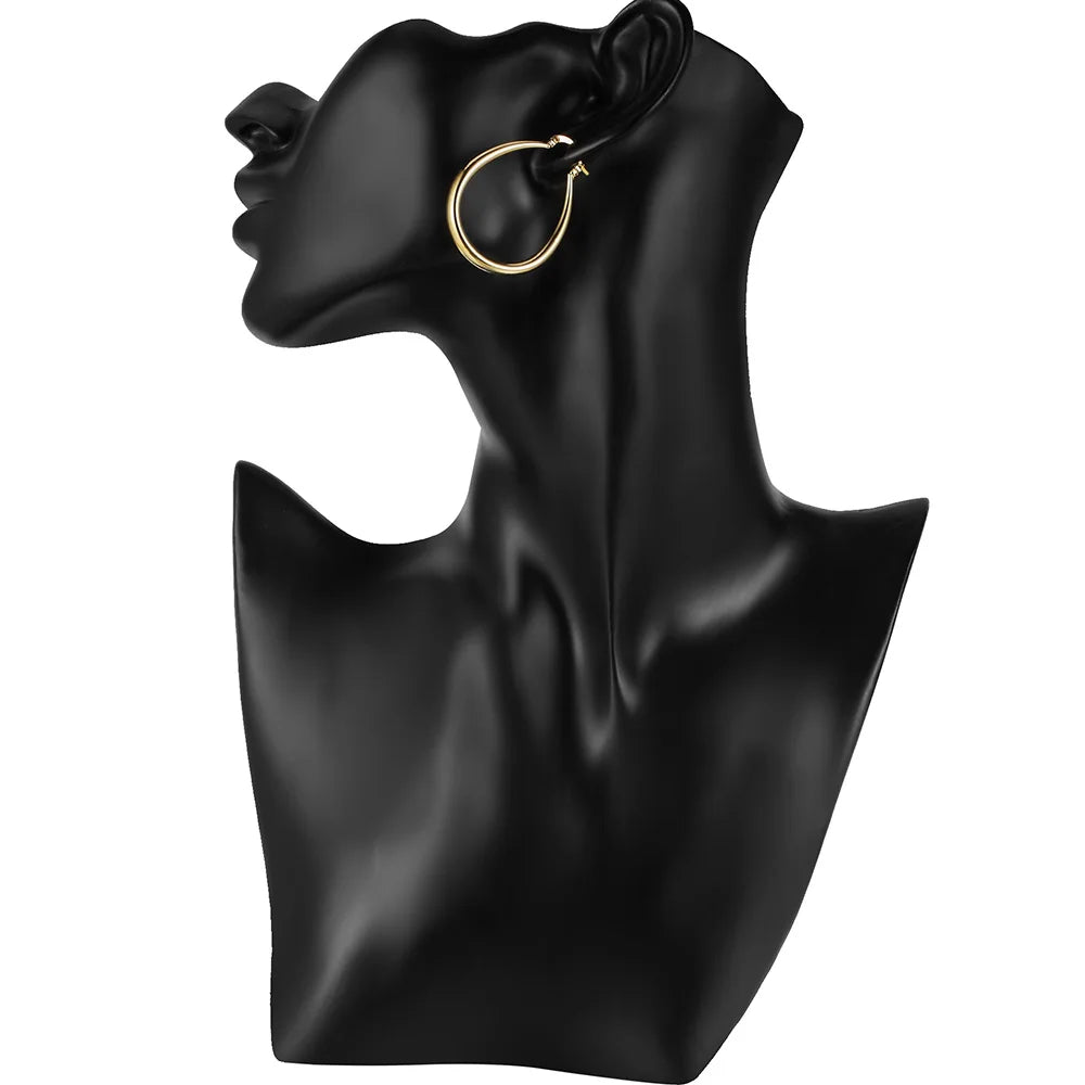 925 Sterling Silver 18K Gold Plated 4.4cm Oval Earrings for Women