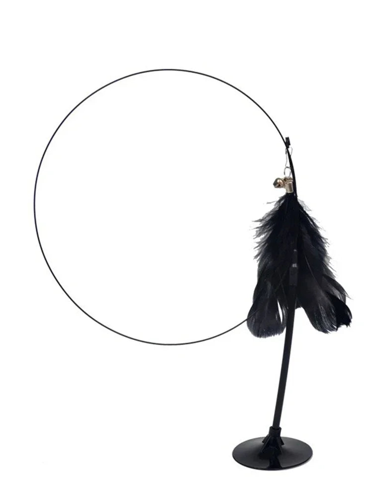 Cat Teaser Stick With Bell Feather Long Rod Suction Cup