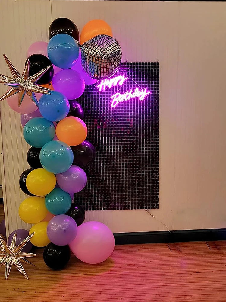 Panels Black Shimmer Wall Panels Backdrops with Square Sequins