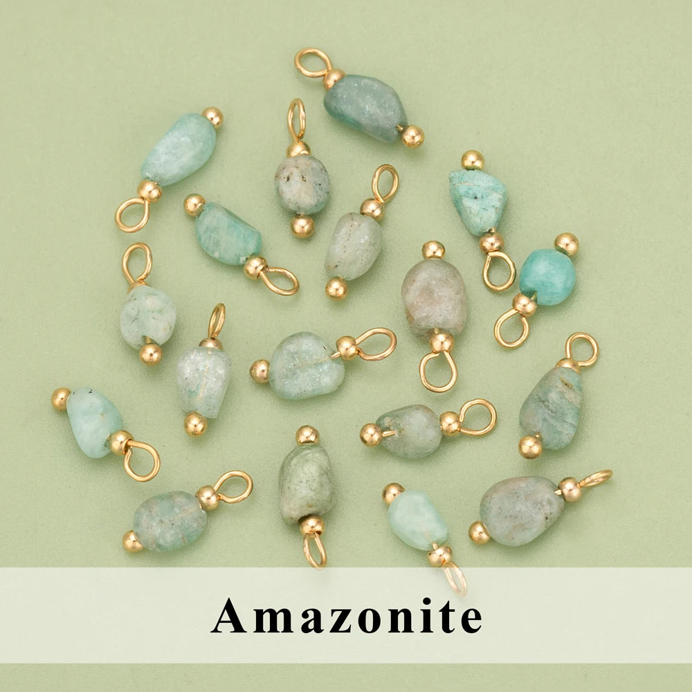 YEGUI C324S 20pcs Natural Stone Charms 18K Gold Plated