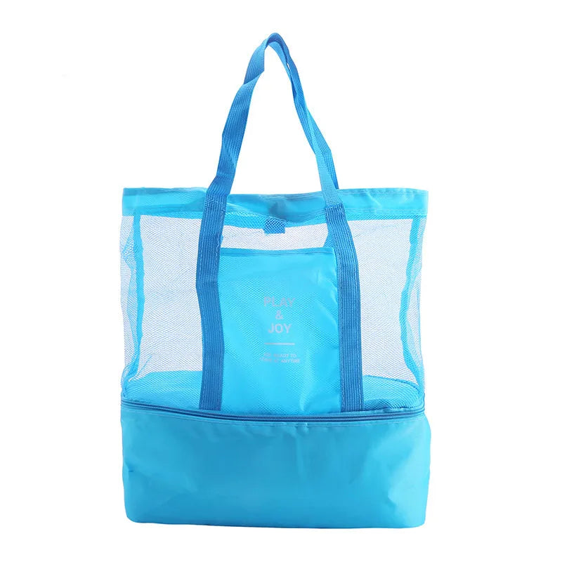Beach & Picnic Mesh Cooler Bag – Transparent Double-Layer Insulated Tote for Women, Travel & Swim Gear