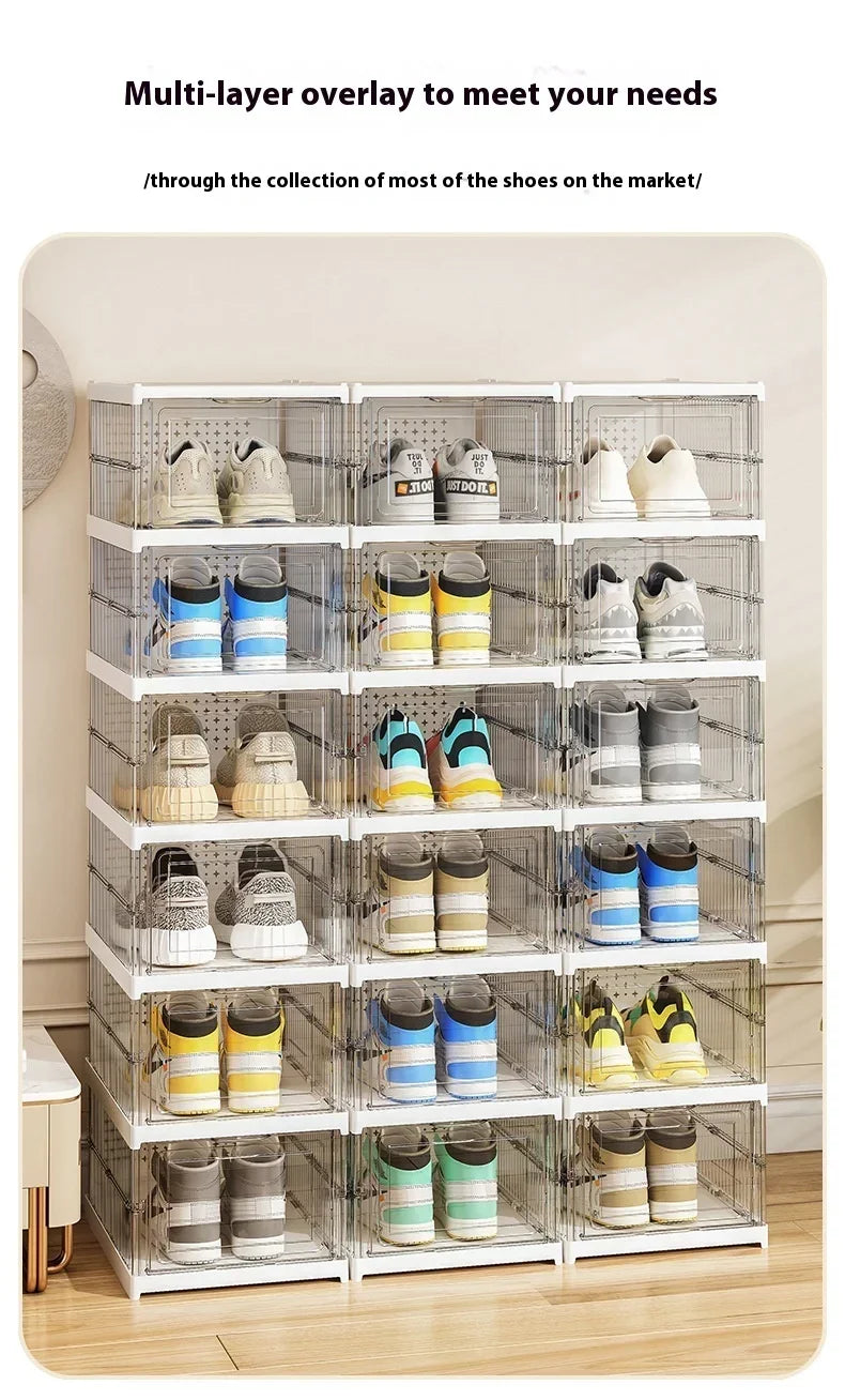 Dustproof 6 Layers Foldable Shoe Box Stackable Organizer