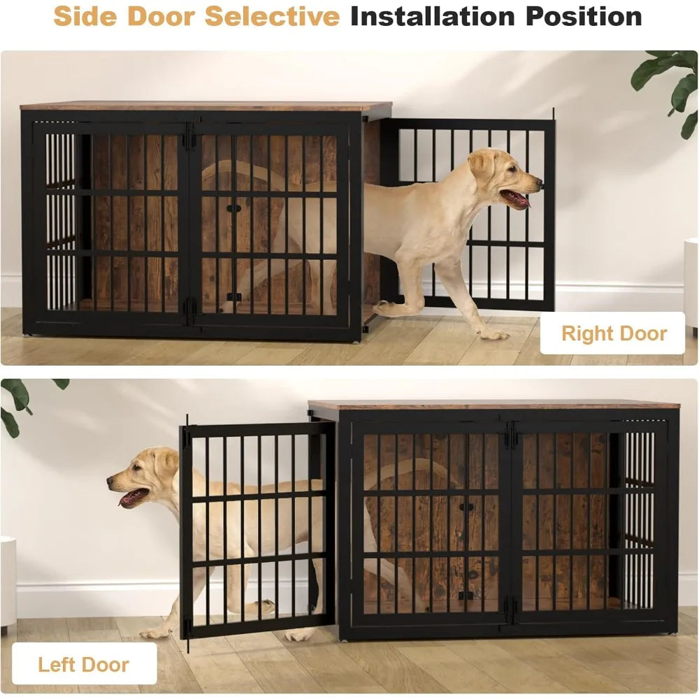 Heavy Duty Dog Crate Furniture, 41 Inch Wooden Dog Cage Kennel for Medium and Large Dogs, Decorative Pet House Furniture Indoor