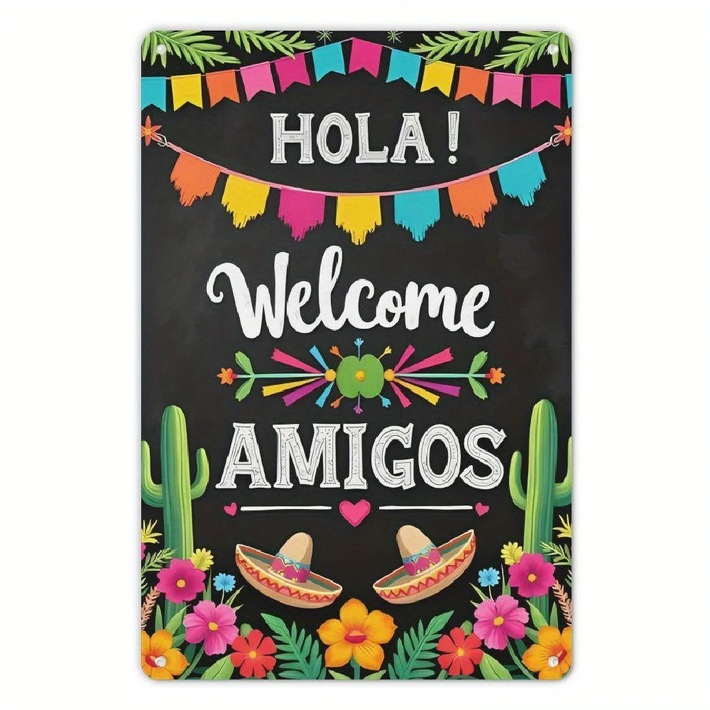 Colorful Mexican fiesta welcome sign
