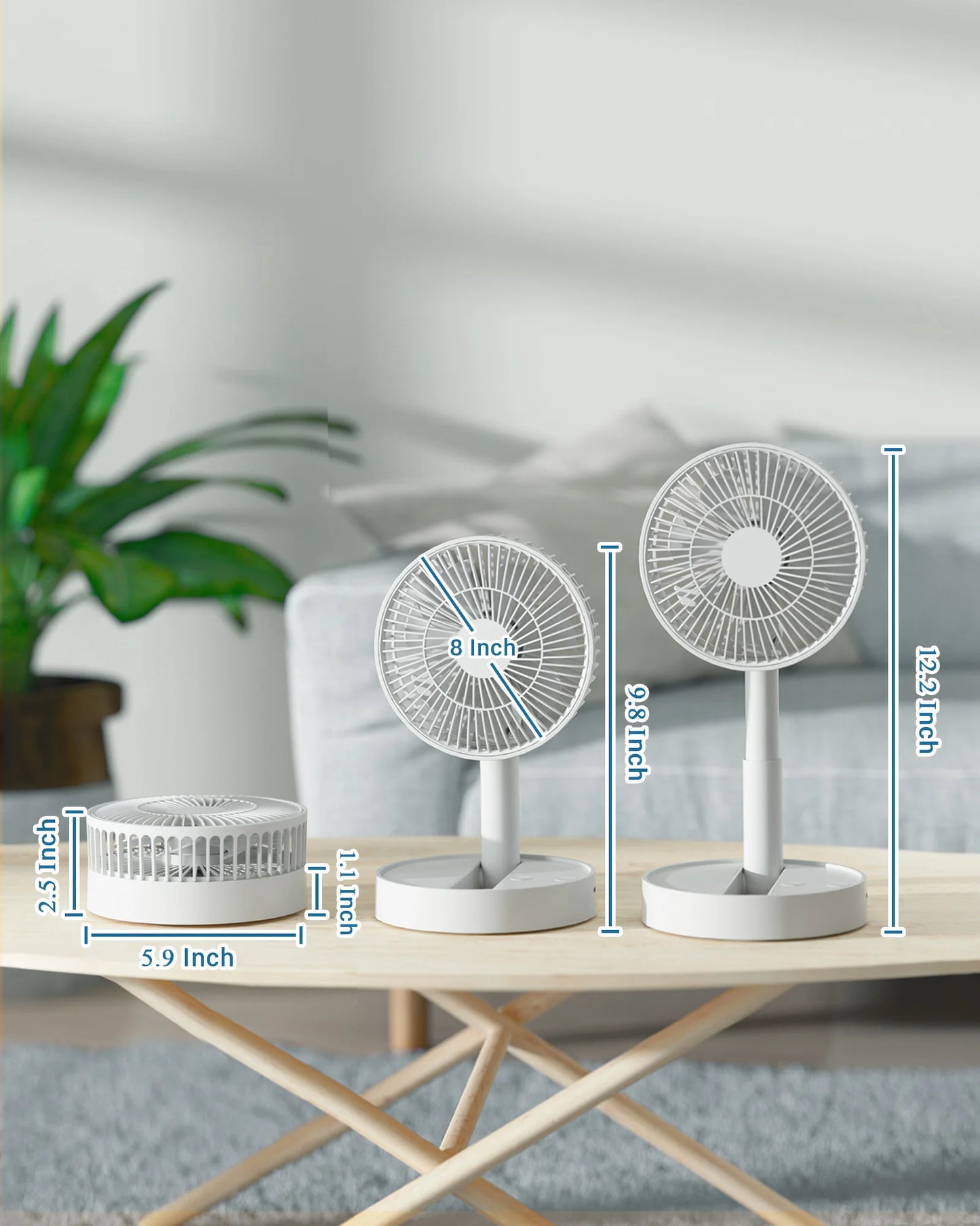 USB Foldable Fan with 4 Speeds and Timing for Indoor Outdoor Use