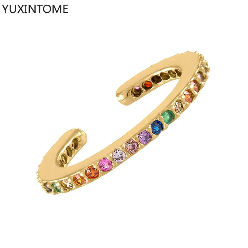 1PC Pave Color Crystal Ear Cuff Adjustable Gold Clip Jewelry