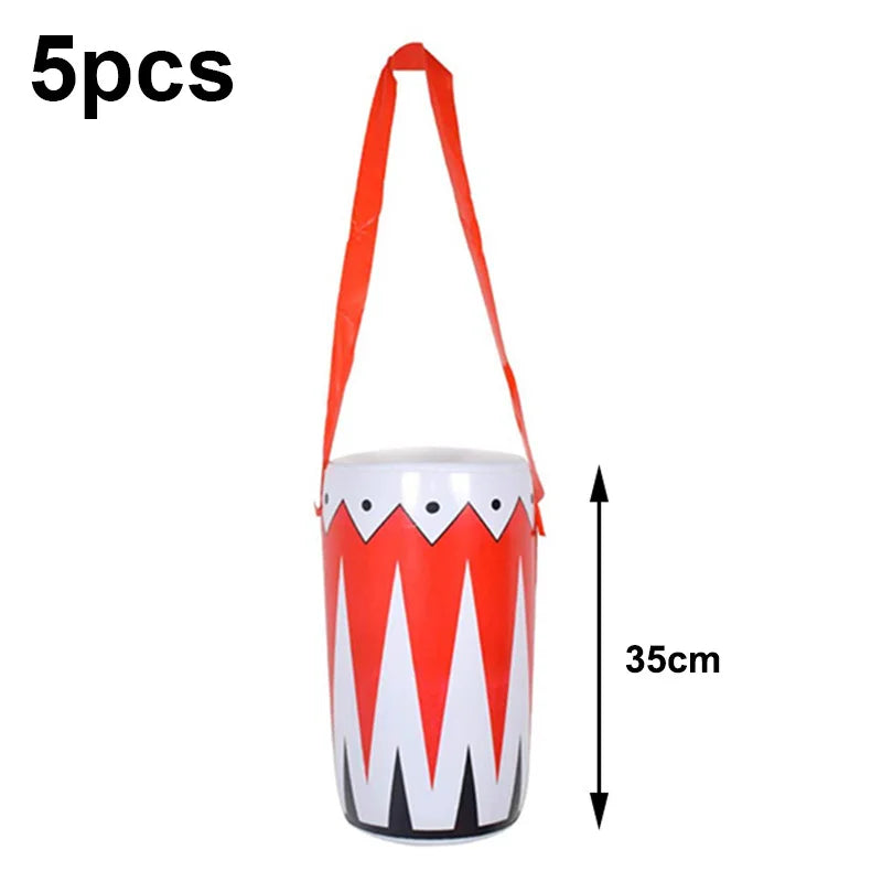 5 Piece PVC Musical Instrument Inflatable Balloon Set with Guitar and Microphone for Kids Birthday and Retro Party Decorations