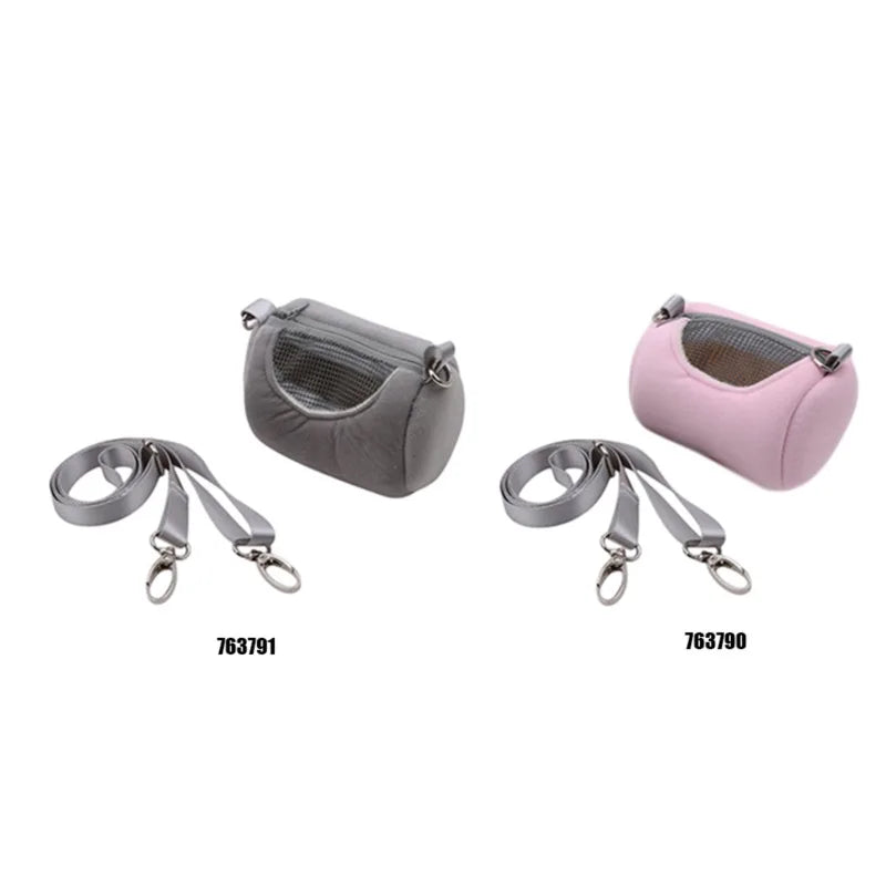 Pet Cage Cross Body Accessories Cylinder Design Soft Practical House Travel Portable Squirrel Visible Mesh Hamster Carrier Bag