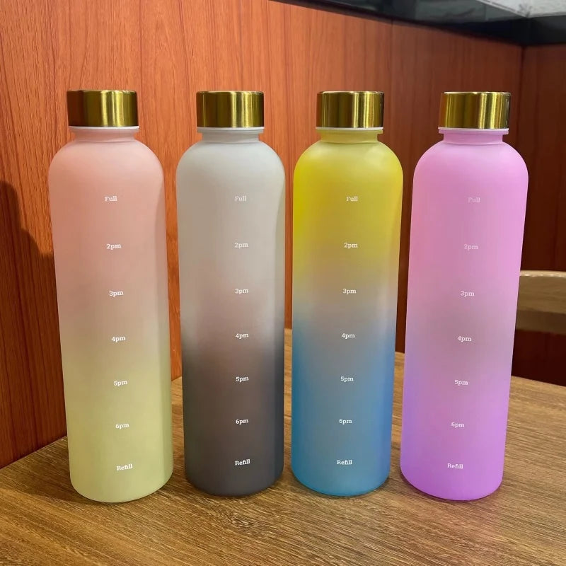 1L Bottle With Time Marker 32 OZ Motivational Reusable Leakproof BPA Free
