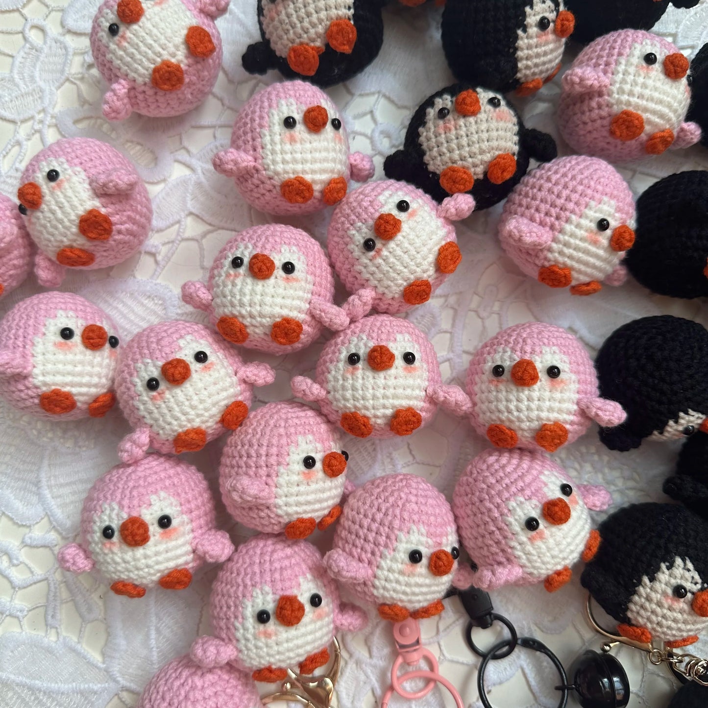 Handmade Cute Cotton Wool Penguin Doll Crochet Keychain