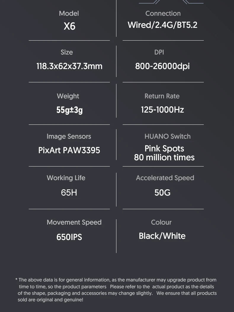 Attack Shark X6 PAW3395 Bluetooth Mouse with RGB Base