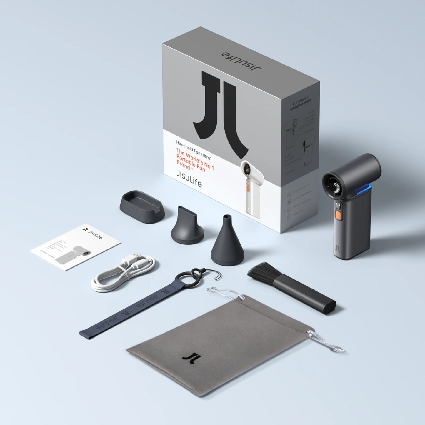 Turbo Handheld Fan – 100-Speed, 9000mAh Battery, LED Display for Outdoor Cooling