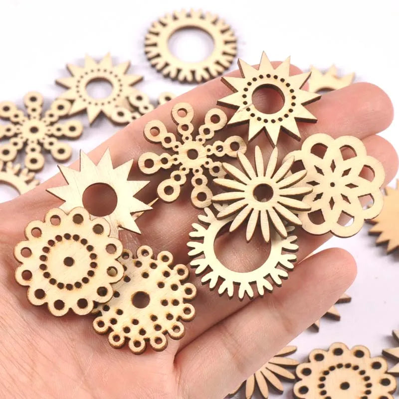 Bear Flower House Natural Wooden Chips for DIY Scrapbooking