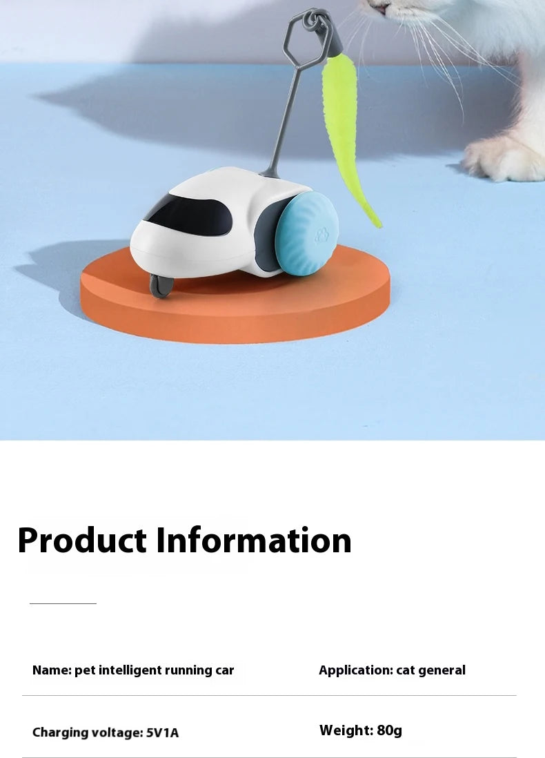 Smart Interactive Cat Toy Car Auto-Running Vehicle with Obstacle Detection for Indoor Cats