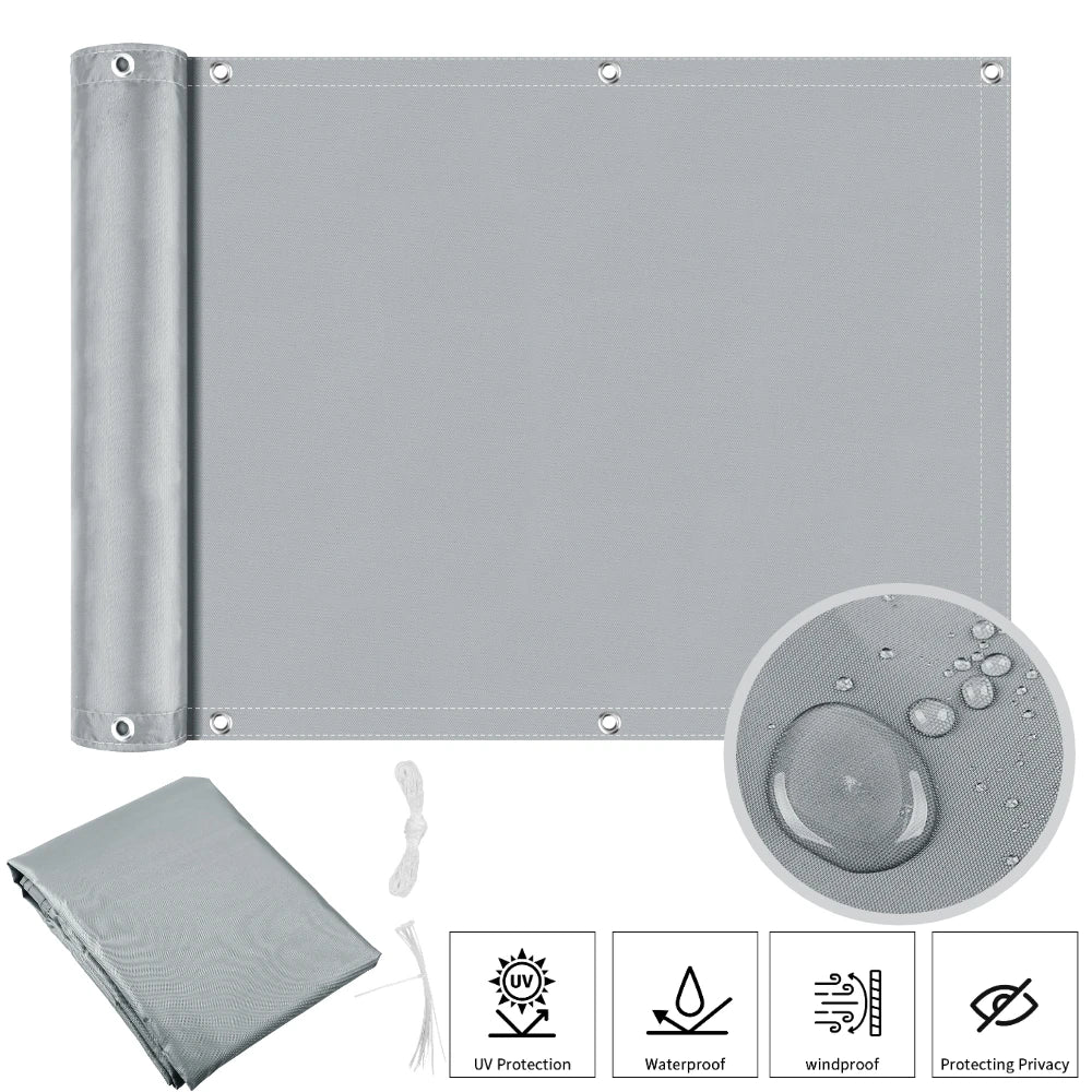Balcony Privacy Screen Cover Waterproof Shade Cloth with 95 Percent UV Protection for Patio Deck Garden and Pool Decor