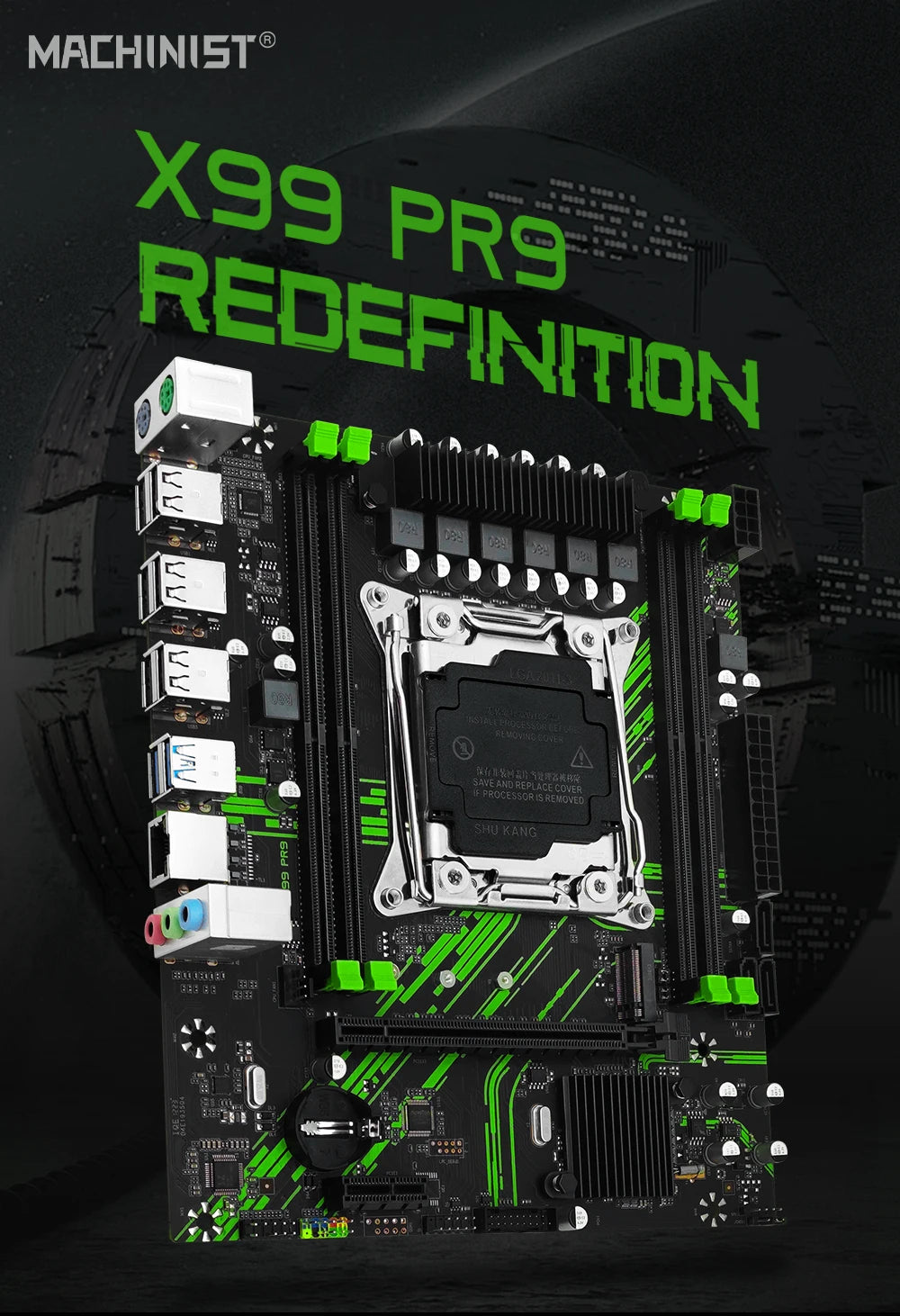 MAQUINISTA X99 PR9 X99 Placa base compatible con LGA 2011-3 Intel Xeon E5 V3 y V4 CPU DDR4 RAM SATA/NVME M.2 Ranura