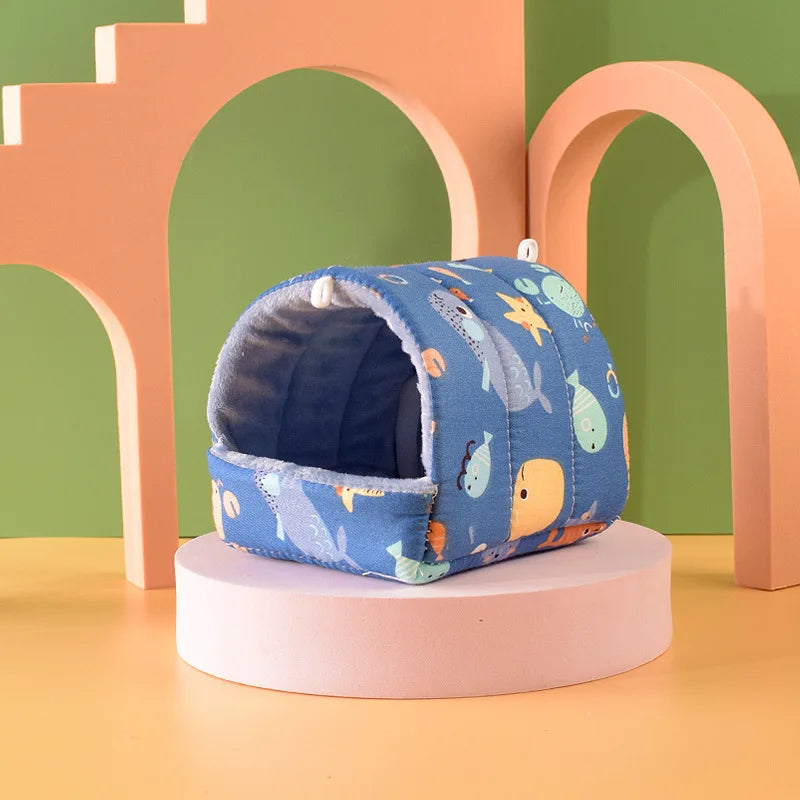 Cute Cartoon Bird parrot Mini Cage Guinea Pig Nest Small Animal Mice Rat Pet Sleeping Bed Hamster House Winter Warm Soft Mat